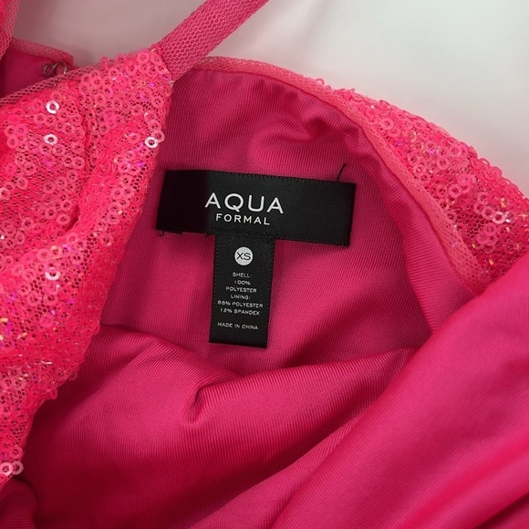 AQUA dress gown formal bright Sequined Full-Length evening glam prom - Picture 7 of 10